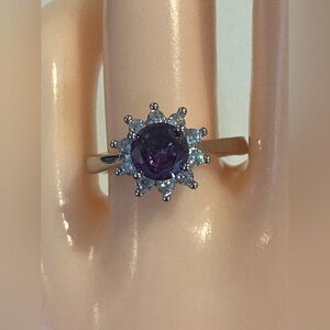 Moissanite Ring-Purple Centerpiece